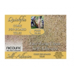 PACK OF 4 QUICKFIX NICOLINE CORK WALL TILES PINBOARD SELF ADHESIVE 8mm THICK