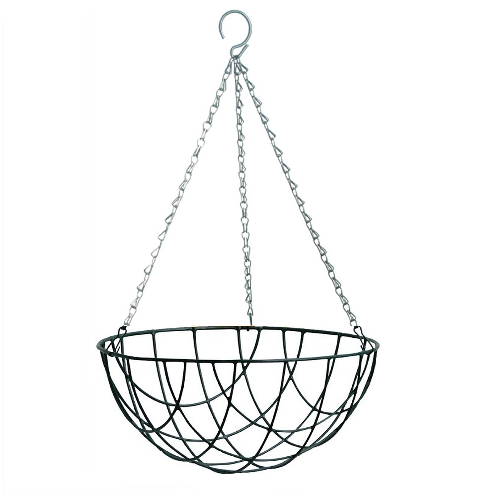 16 Inch 40cm Hanging Basket Green Wire Flower Basket Planter Chain ...