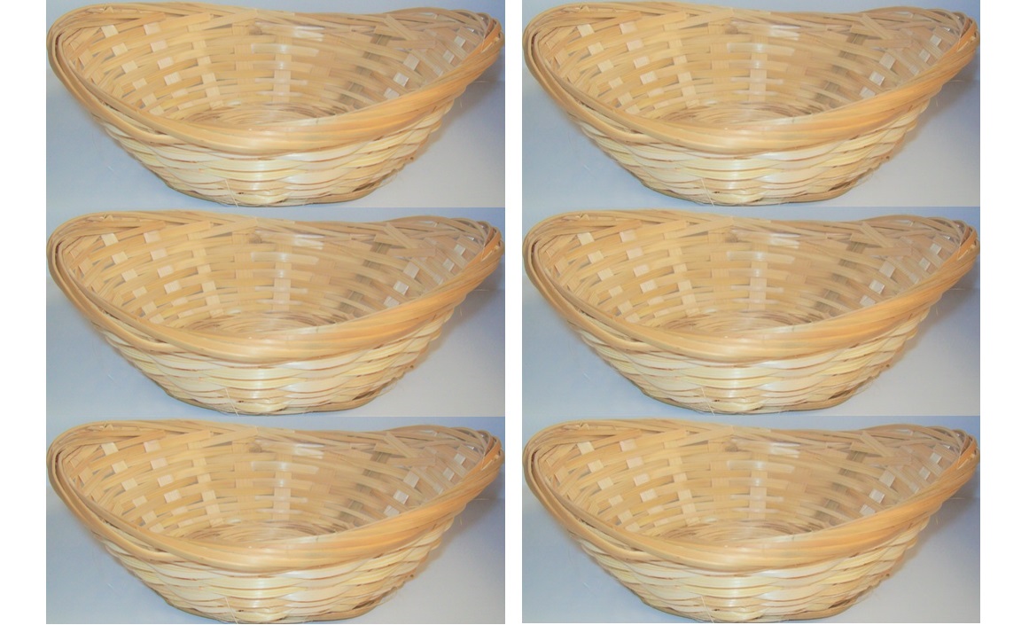6 Natural Small Woven Bamboo Baskets Oval Wicker Storage ...