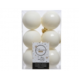 12 Wool White Baubles