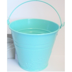 Blue Pastel Small Metal Bucket Flower Plant Pot Sweet Tin Wedding 11.5cm