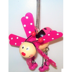 Hanging Ladybird On Spring Garden Windmill Decoration Jingle Feet - Pink