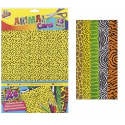 15 Sheets Of Assorted Animal Print Craft Card & 5 Animal Shape Stensils Kids Fun