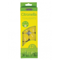 Chatsworth Pack Of 12 Citronella Tealight Candles Outdoor Insect Repellent