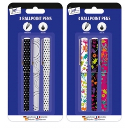 Ballpoint Medium Tip Black Ink Barrel Pens Modern Spotty & Floral Design