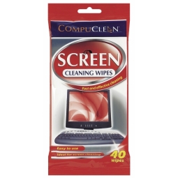 Compuclean Pack Of 40 Computer TV Screen Tablet Cleaning Wipes Fast & Effective