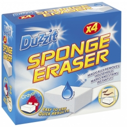 Duzzit 4 Sponge Erasers Magic Sponge Removes Household Marks & Stains Crayons