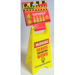 Adult Humor Slogan 10'' x 5'' Plastic Funny Warning Stop Sign - Genius At Work
