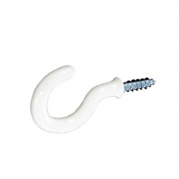 Securit 4 x White plastic coated 38mm Cup Hooks - Srew in hooks