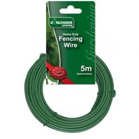 Kingfisher 5m Heavy Duty 3mm Plastic Coated Fence Wire Green Multi-purpose Use