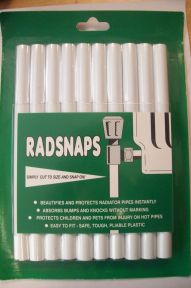 White Oracstar Radsnaps Universal Plastic Radiator Pipe Covers 15mm x 202mm