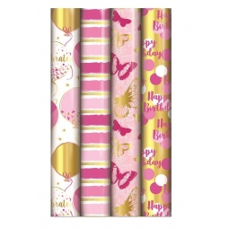 Female Pink Foil Gift Wrap
