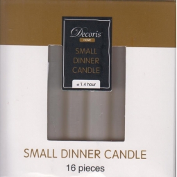Decoris Pack Of 16 Small Mini Dinner Taper Tree Candles 10cm x 1.3cm - Ivory