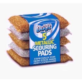 Duzzit 5 x Metallic Scouring Pads for non-stick pans