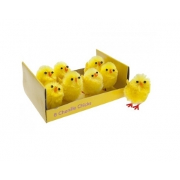 Fluffy Yellow Chicks Pack Of 8 Chenille Easter Craft Bonnet Chicks Medium Chicks