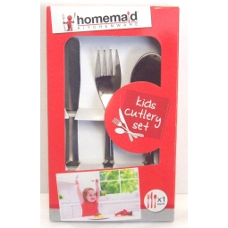 3 Piece Childrens Kids Stainless Steel Dinner Cutlery Set Knife Fork & Spoon
