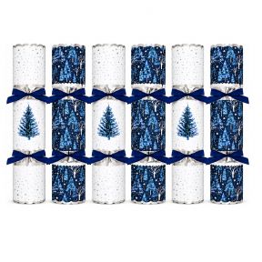 6 Deluxe Blue Tree Crackers