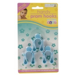 Pack Of 3 Pram Hooks Assorted Colours - 3pc Regular Size Buggy Push Chair