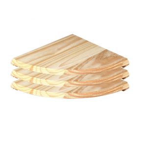 3 Pack Natural Wood Corner Shelf Kit Incl Fittings 285x285x16mm