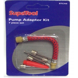 SupaTool Pump Adaptor Kit 7 Piece Ideal For Most Bike Tyres Balls Airbeds