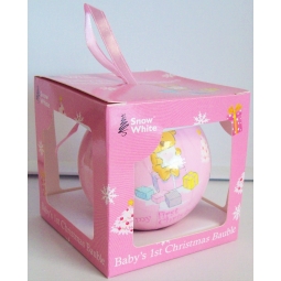 Baby's 1st Christmas Tree Bauble Decoration With Ribbon Cute Teddy Pink Baby Girl