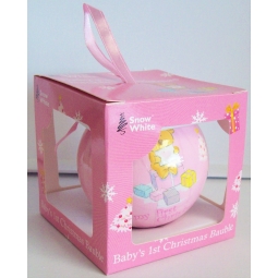 Baby's 1st Christmas Tree Bauble Decoration With Ribbon Cute Teddy Pink Baby Girl