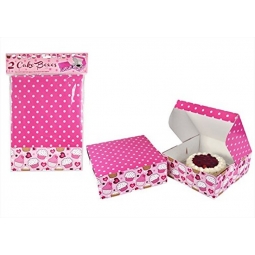 Pack Of 2 Pink Cardboard Cake Boxes - 26.5cm x 26.5cm x 10cm Approx
