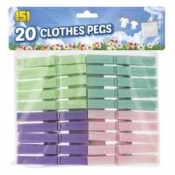 24 Pastel Jumbo Clothes Pegs Assorted Coloures