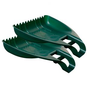 Set Of 2 Forest Green Large Handy Plastic Garden Leaf Debris Grabbers Scoops