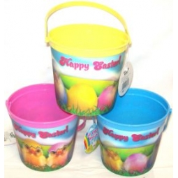 1 x Childrens 3D Effect Plastic Easter Bucket Egg Hunt Bucket - Chick Design