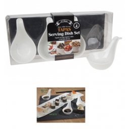 Set Of 4 Long Handled Spoon Mini Tapas Serving Dishes Spoon Bowl Sauces Dips