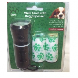 Crufts 2 In 1 Pet Dog Walking Hand Torch With Poo Bag Dispenser & 40 Doggie Bags