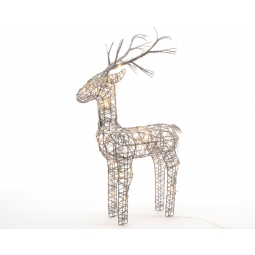 Lumineo 60cm Grey Wicker Light Up LED Reindeer Decoration 48 Warm White LED's