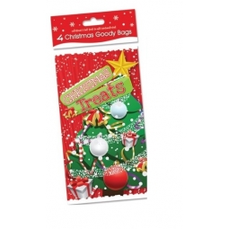 Pack Of 4 Christmas Goodie Gift Bags 23cm x 13cm Approx - Christmas Treats