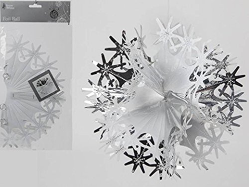 Foil Christmas Ball Hanging Decoration Silver & White - 12