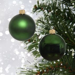 12 Pine Green Baubles 5cm