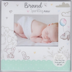 Baby Boy Picture Frame Gender Reveal Announcement Card Photo Stand Pack Of 2