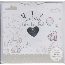 Unisex New Baby Congratulations Greetings Card Baby's Last Feed Timer Clock