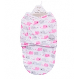 Pink & Grey Cute Whale Super Soft Mink Baby Swaddle Blanket Wrap Newborn