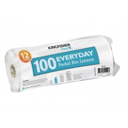 100 Pedal Bin Liners 12L White Value Bin Liner Small Rubbish Refuse Bags 40x40cm