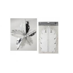 Foil Hanging Christmas Decoration Foil Star - Silver & White 76cm x 13cm Approx
