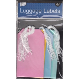 Pack Of 30 Large Coloured Paper Luggage Label Tags Tie On String Travel Bag Ties