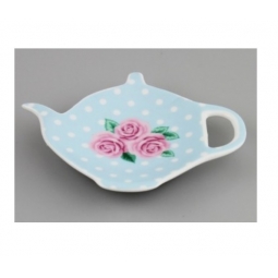 Vintage Rose Afternoon Tea Retro Porcelain Tea Bag Holder Tray Tea Pot Shape