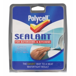 Polycell Watertight White Sealant Strip For Bathrooms & Kitchens 41mm x 3.35m