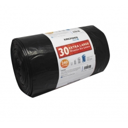 Kingfisher Pack Of 30 Quality Black Wheelie Bin Liners 240 Litre Refuse Sacks