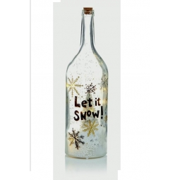Premier Large 46cm Musical Light Up 10 LED Snow Blower Bottle Let It Snow Silver