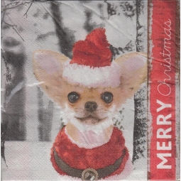 Pack Of 20 Cute Novelty Christmas Paper Napkins Tableware 33cm - Christmas Puppy