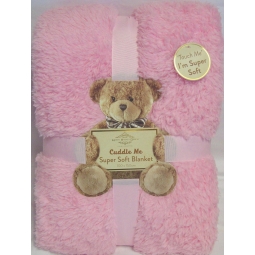 Pink Mason Harvey Super Soft Sherpa Cuddle Me Baby Blanket 150cm