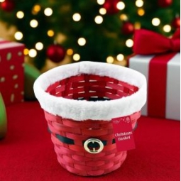 Round Red Santa Hamper Basket