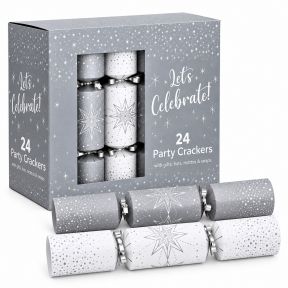 24 Silver Party Crackers